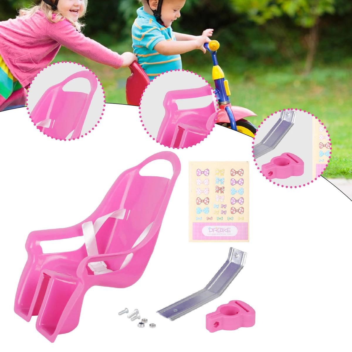 Baby Doll Bicycle Seat Carrier Standard Sized Dolls Stuffed Animals Comfortable Fit Cute Petals Design Baby Gear Accessories