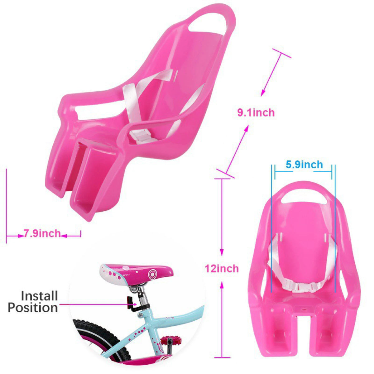 Baby Doll Bicycle Seat Carrier Standard Sized Dolls Stuffed Animals Comfortable Fit Cute Petals Design Baby Gear Accessories