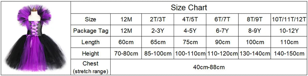 Halloween Dark Queen Costume for Kids Carnival Party Dress Up Outfit Purple Black Witch Costume for Girls Fancy Tulle Tutu Dress