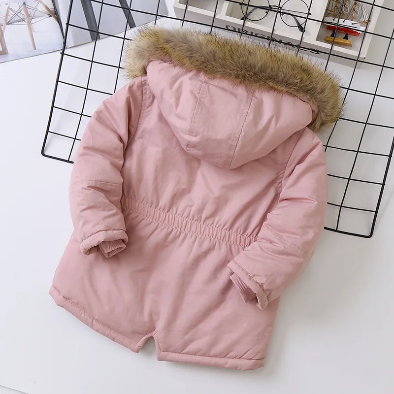 2025 Autumn Winter Children Boy Jacket Outerwear Coat Hooded Plus Velvet Thicken Warm Jacket For Girl 4-14 Year Kids Girl Parka