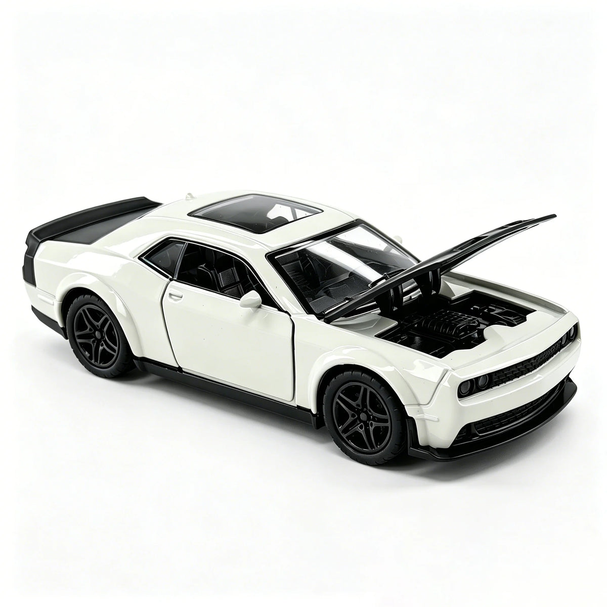 Children’s alloy spring-powered car model. Boy-themed, realistic, collectible, racing car/toy.