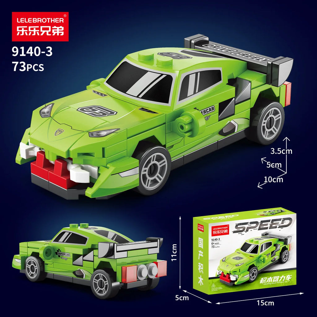 Pull back car Building Block Children Cartoon Character lega toys For Children Birthday Gifts