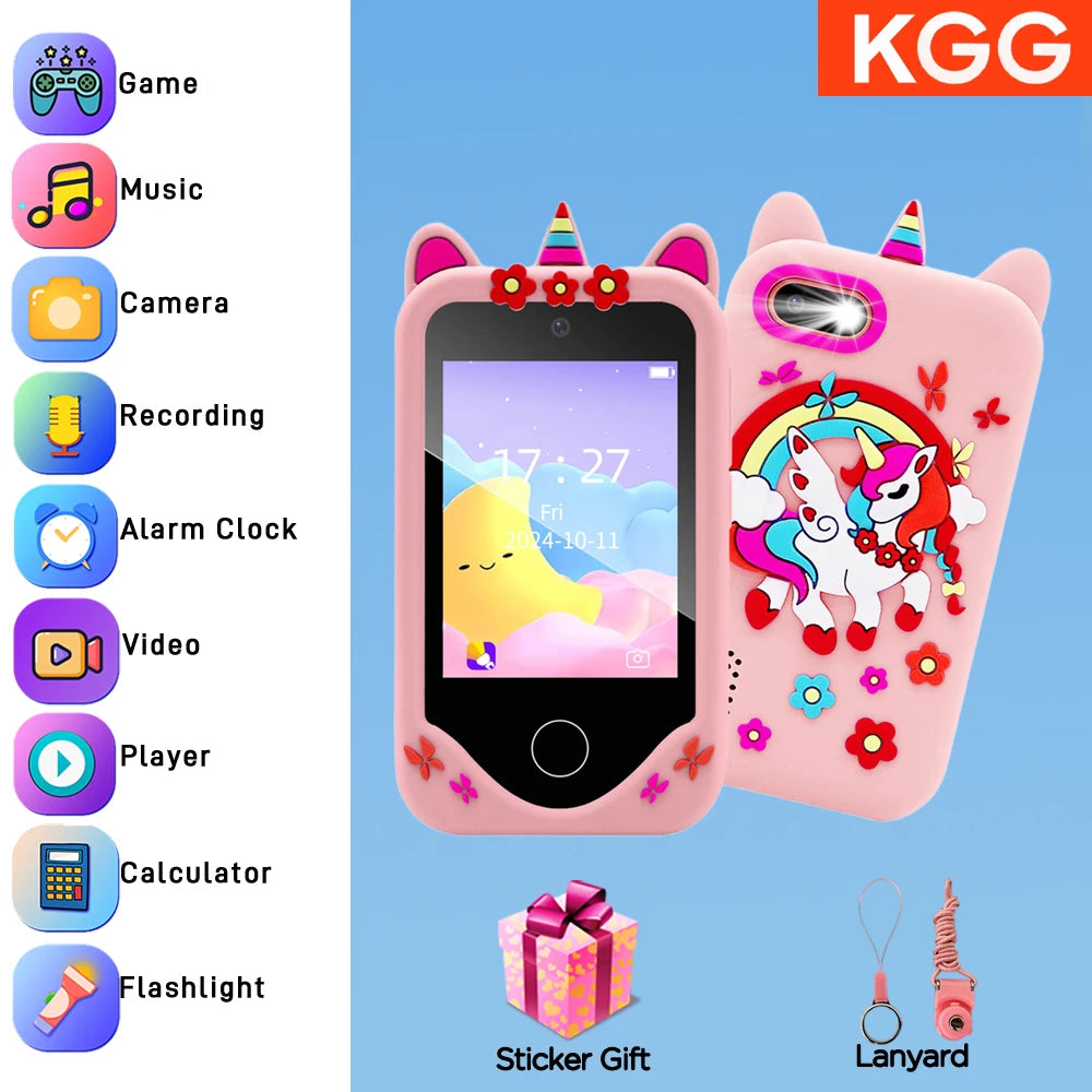 Children Toy Smartphone 2.8 Inch Touch Screen Dual Cameras, Educational Learning Game Music Player, Gift for Kids