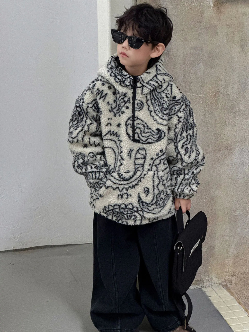 Children Clothing Boys Jacket 2025 Winter New Fashionable Korean Style Thickened Loose Warm Kids Simple Woolen Jacket