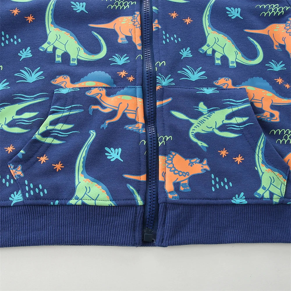 Children's Hooded Jacket New Cars Printed Long Sleeve Zipper Winter Autumn Outwear for Boys Girls 2-7T Spring Coats