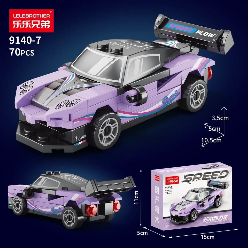Pull back car Building Block Children Cartoon Character lega toys For Children Birthday Gifts