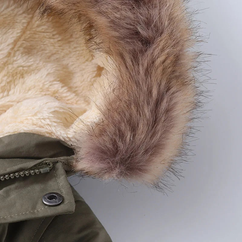 2025 Autumn Winter Children Boy Jacket Outerwear Coat Hooded Plus Velvet Thicken Warm Jacket For Girl 4-14 Year Kids Girl Parka