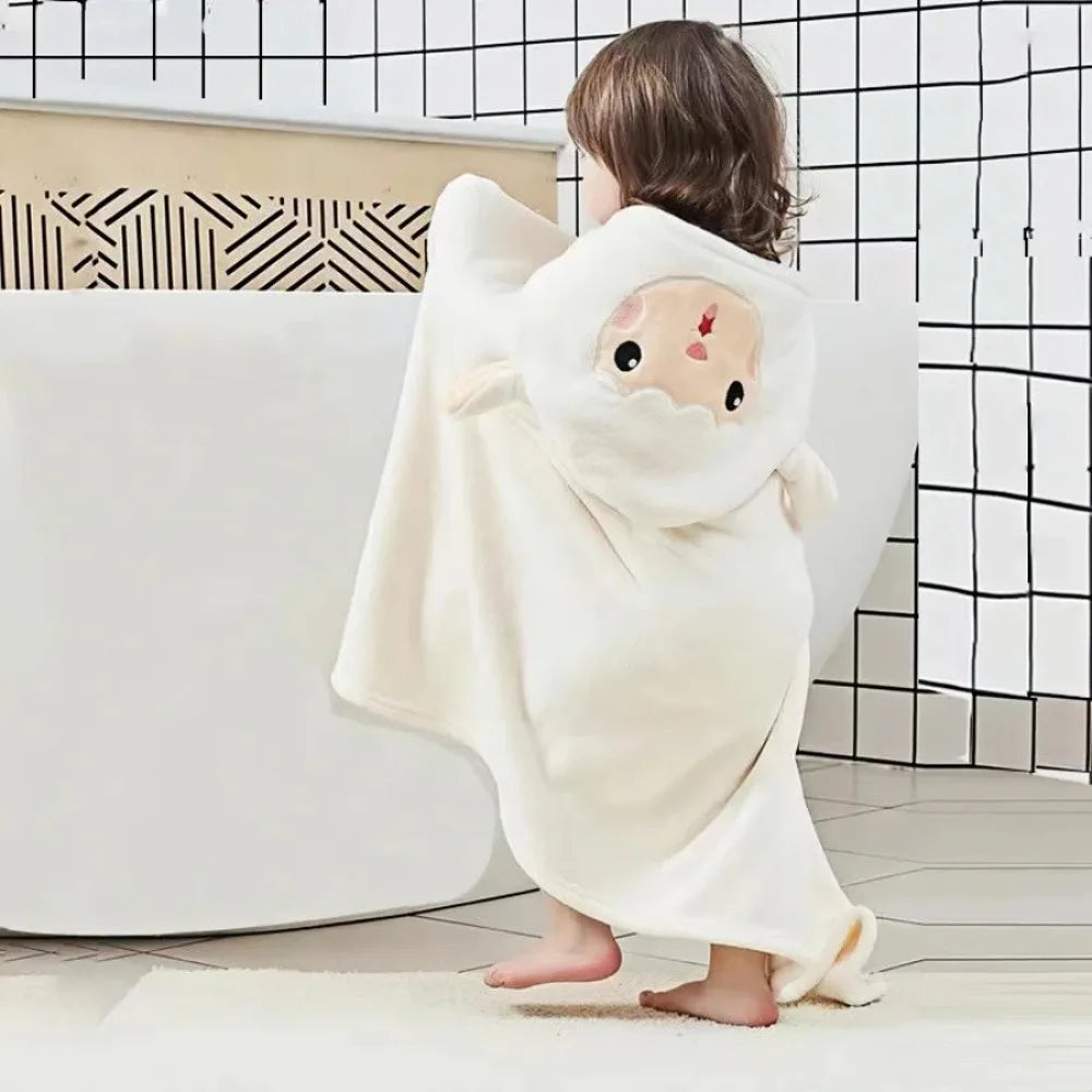 Cartoon Duck Baby Bath Towel Hooded Beach Towel Newborn Boys Girls Coral Fleece Bath Towel for Infants and Toddlers