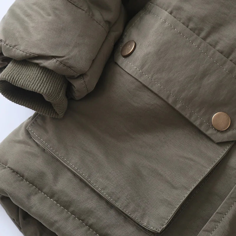 2025 Autumn Winter Children Boy Jacket Outerwear Coat Hooded Plus Velvet Thicken Warm Jacket For Girl 4-14 Year Kids Girl Parka