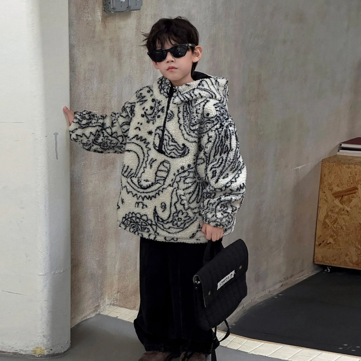 Children Clothing Boys Jacket 2025 Winter New Fashionable Korean Style Thickened Loose Warm Kids Simple Woolen Jacket