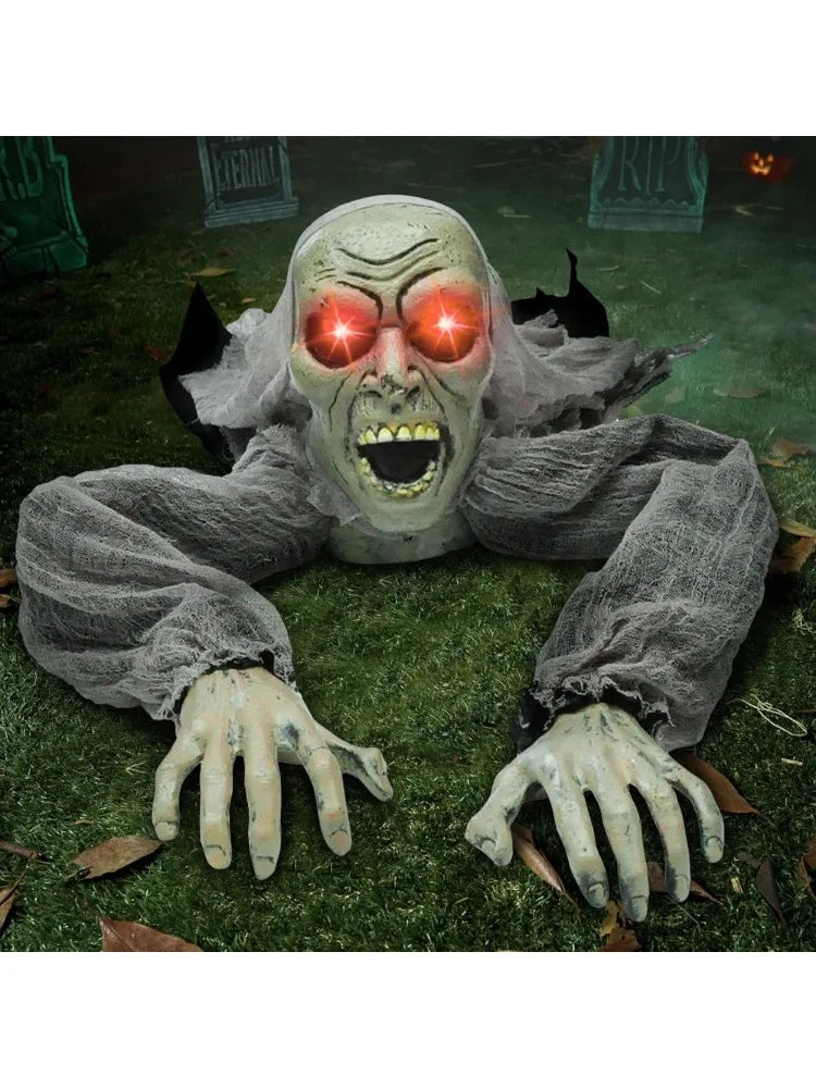 Groundbreaker Zombie with Sound and Flashing Eyes Halloween Decor for Halloween Yard Garden Outdoor Indoor Decorations, Photobooth Props