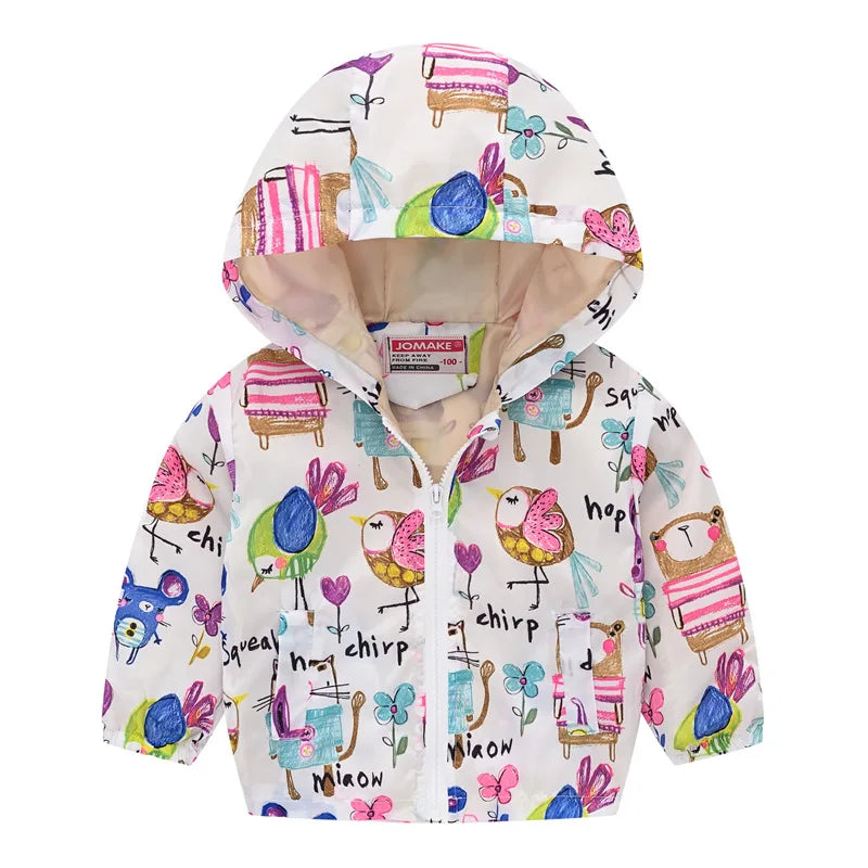 2023 Kids Clothes Boys Jackets Children Hooded Zipper Windbreaker Baby Fashion Print Coat Infant Waterproof Hoodies For Girls