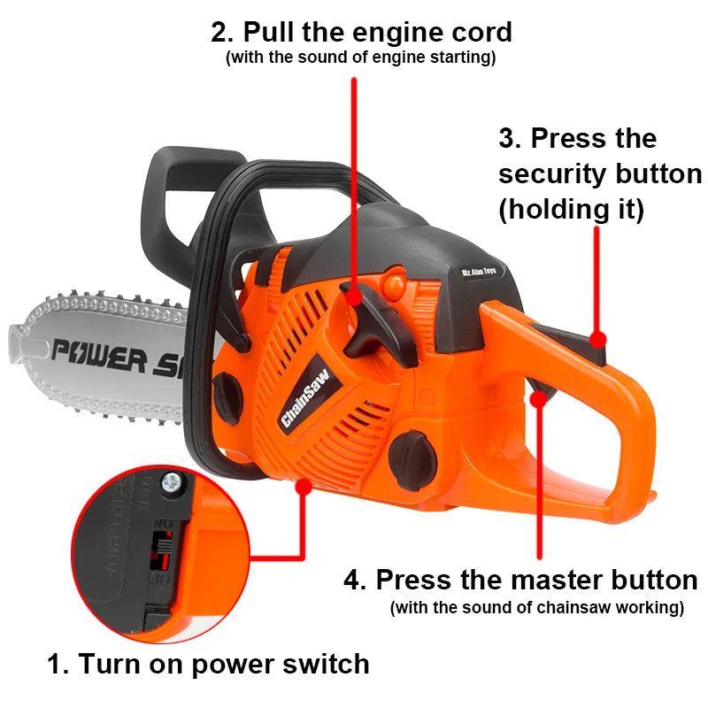 Toy Chainsaw Kids Toy Tools for Children Tools Electric Power Chainsaws for Tool Bench Boys Gift Pretend Play Saw with Sound