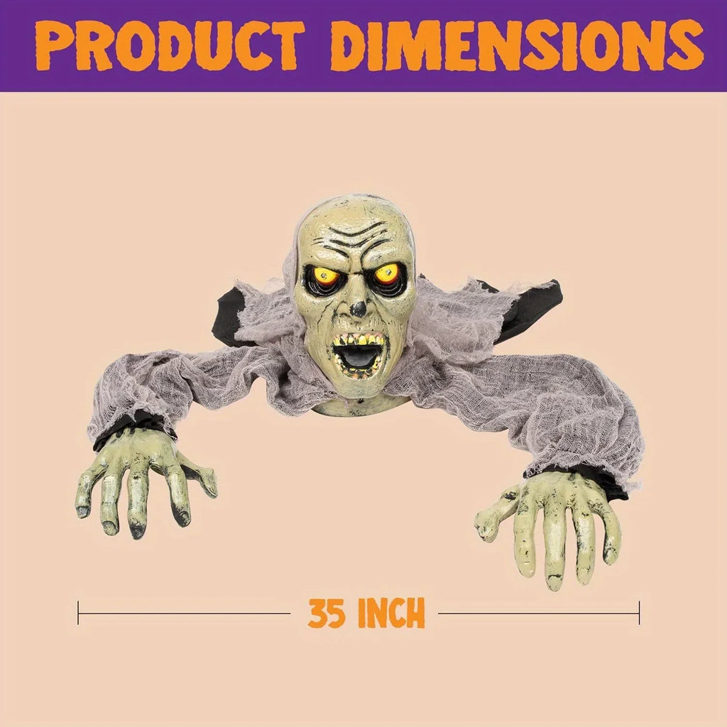Groundbreaker Zombie with Sound and Flashing Eyes Halloween Decor for Halloween Yard Garden Outdoor Indoor Decorations, Photobooth Props