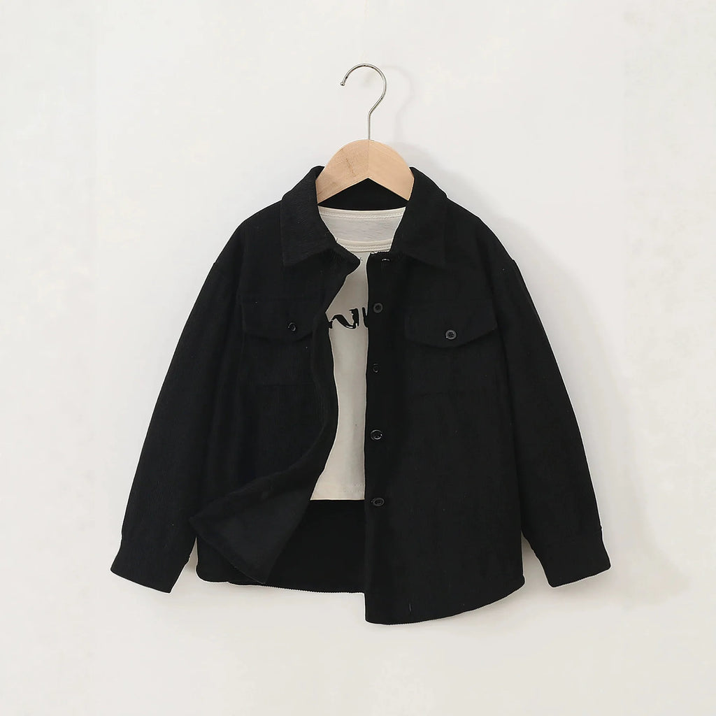 kids jacket 2026 autumn girls boys cute shirt tops Corduroy outwear clothing