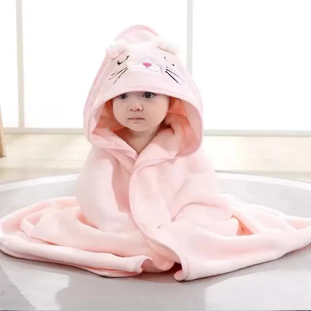 Asciugamano bimbo con cappuccio e fantasie animali