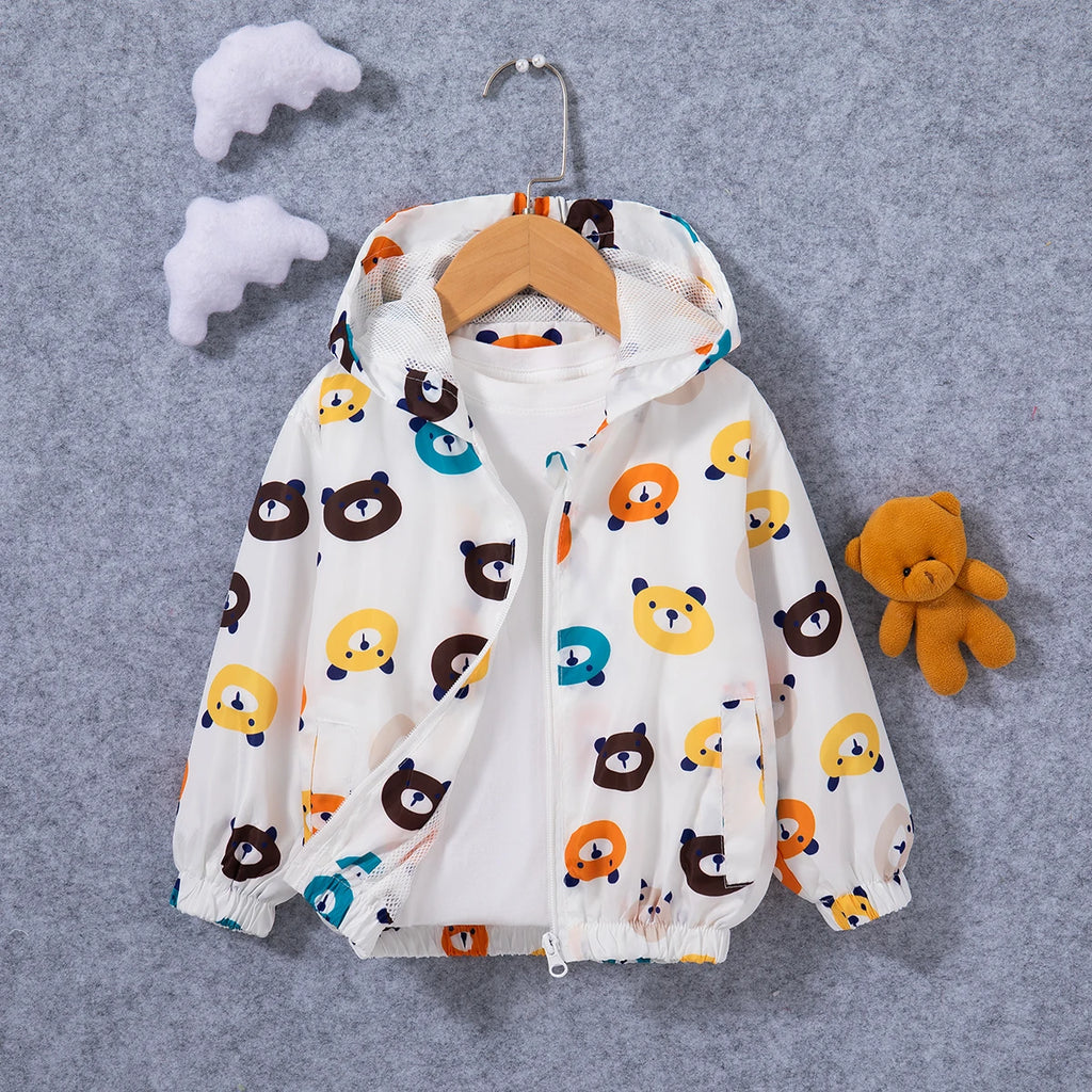 Kids Jacket  Autumn Children's Wear Toddler Cartoon Dinosaur Print Foreign Trade Hooded Zipper Sports Coat