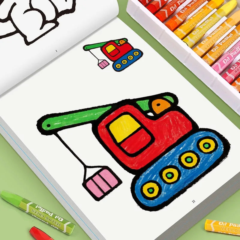 Children's Drawing Book, Containing Colored Cases, Graffiti Cartoon Animals, Transportation, Food Themes, Fun Coloring Book
