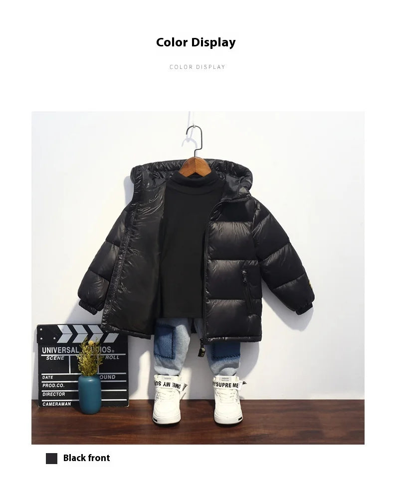 Children's Jacket Winter Down Jacket Jacket Black Gold Down Jacket Boys Girls Middle and Large Children Thickened Short Jacket