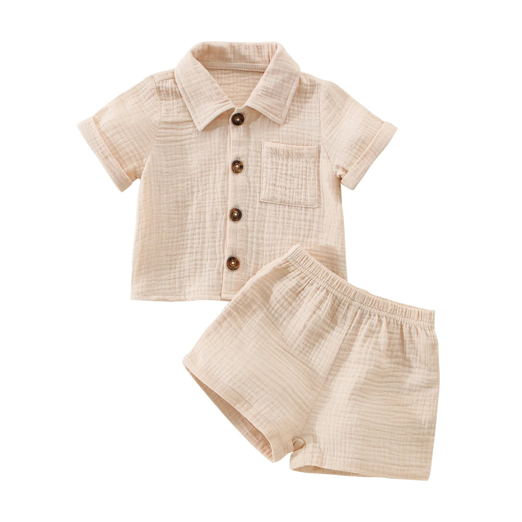 VISgogo 0-3 Years Baby Boys Girls Clothes Sets Infant Newborn Short Sleeve T-shirt Short Pants Summer Solid Color Casual Outfit