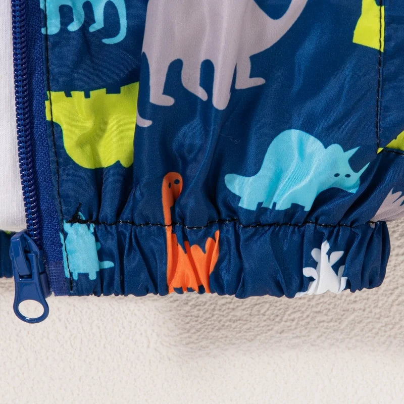 Kids Jacket  Autumn Children's Wear Toddler Cartoon Dinosaur Print Foreign Trade Hooded Zipper Sports Coat
