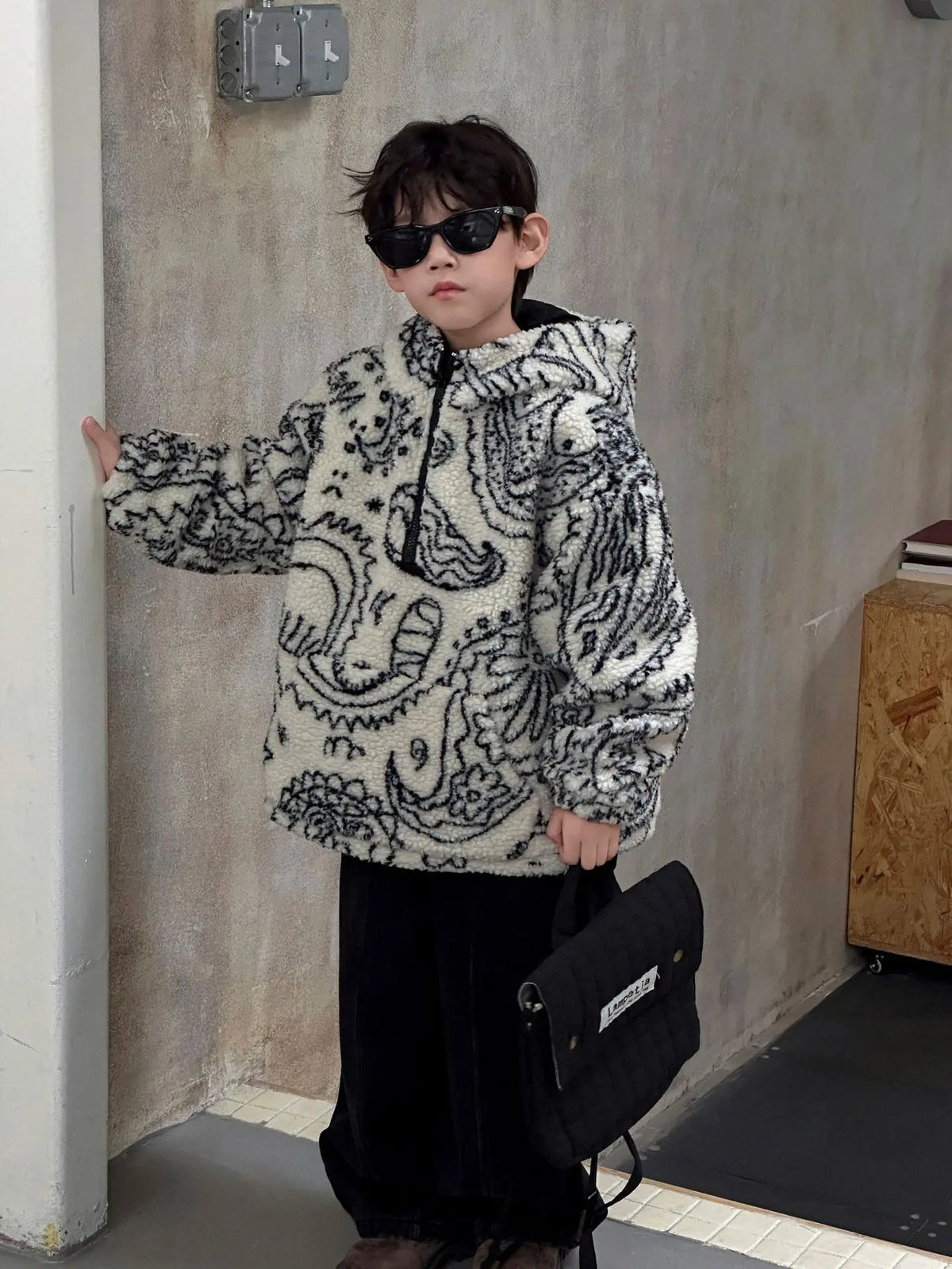 Children Clothing Boys Jacket 2025 Winter New Fashionable Korean Style Thickened Loose Warm Kids Simple Woolen Jacket