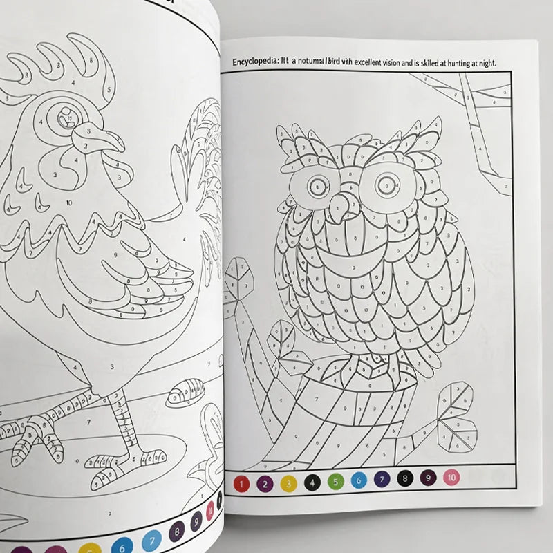 Children's Fun Coloring Book,  48 Pages with Colorful Pages and Number Instructions, Interactive Activity Coloring Book