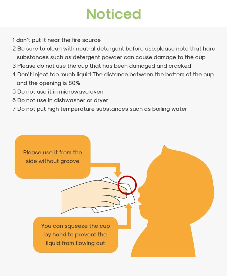 Baby Learns to Drink Water Cup, Baby Drinks Water and Milk, Anti Choking and Nose Protection, Slanted Mouth Cup
