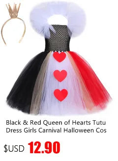 HJTT Creepy Clown Costume for Girls Halloween Tutu Dress Grey Red Scary Clown Outfit Kids Carnival Party Fancy Dress Up Clothes