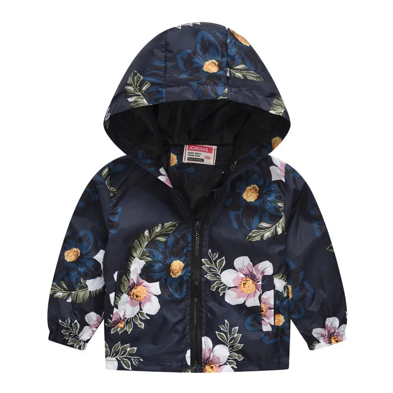 2023 Kids Clothes Boys Jackets Children Hooded Zipper Windbreaker Baby Fashion Print Coat Infant Waterproof Hoodies For Girls