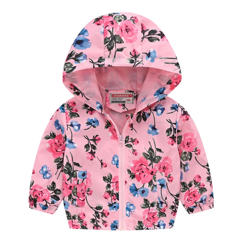 2023 Kids Clothes Boys Jackets Children Hooded Zipper Windbreaker Baby Fashion Print Coat Infant Waterproof Hoodies For Girls