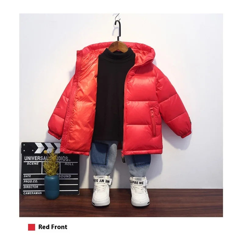 Children's Jacket Winter Down Jacket Jacket Black Gold Down Jacket Boys Girls Middle and Large Children Thickened Short Jacket