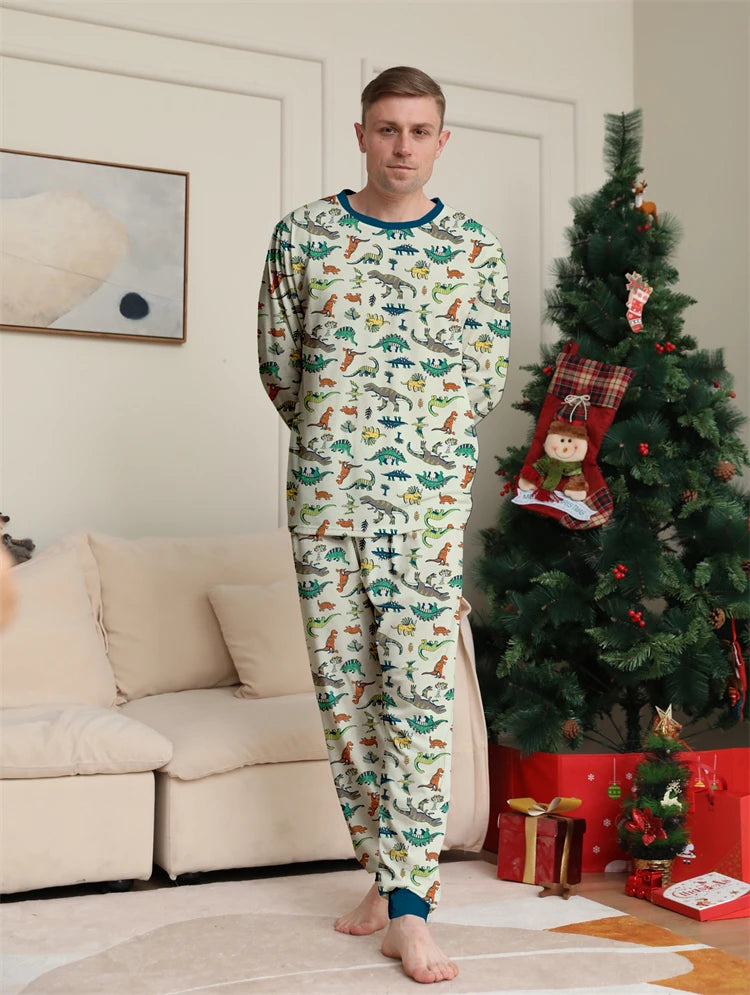 Dinosaur Family Pajama Sets Children Mom Dad Dog Pyjams Outfit Halloween Christmas Parent-child Snug Fit Romper