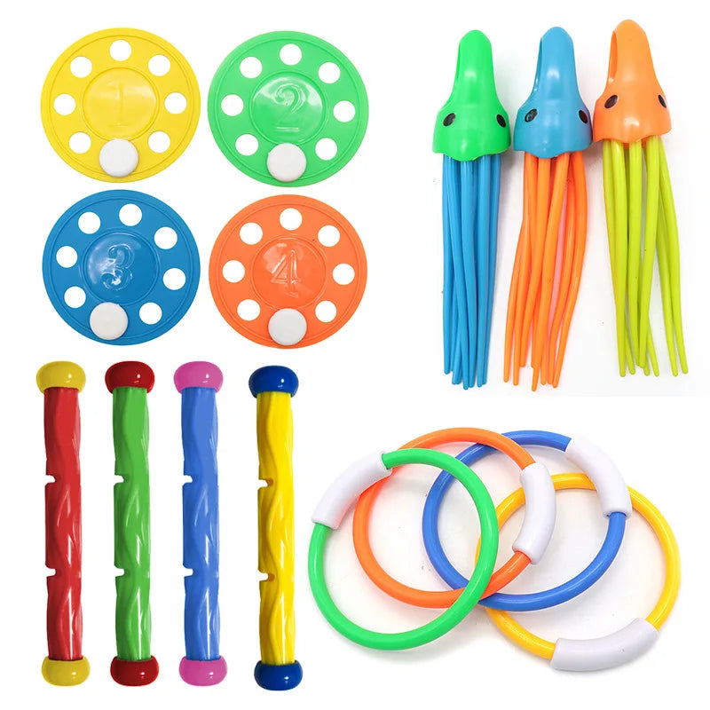 Swimming Diving Toys Children's Fish Dolphin Buoy Pool Treasure Hunt Diving Water Diamond Kids Water Game Toys Set Reusable Gift