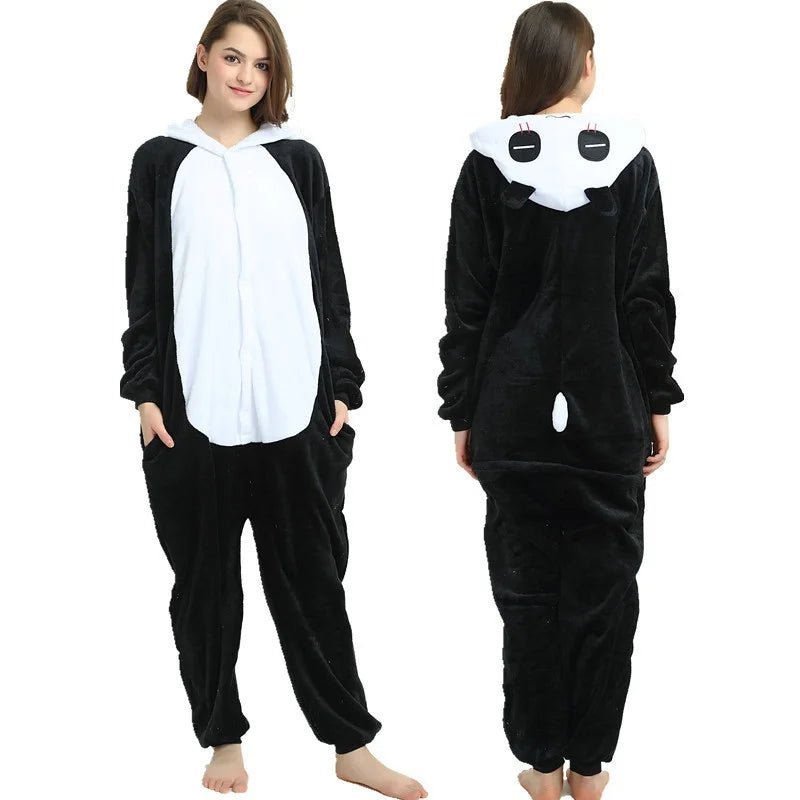 Kigurumi Cat Dinosaur Shark Women Men Pajamas Onesie Couples Jumpsuit Winter Thicken Hooded Pyjamas Halloween Christmas Homewear