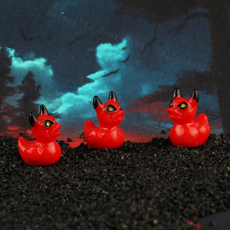 Halloween Mini Figurines Resin Halloween Ducks Ghost Miniatures Figurines Bulk for Garden Fairy Micro Landscape Home DIY Decor