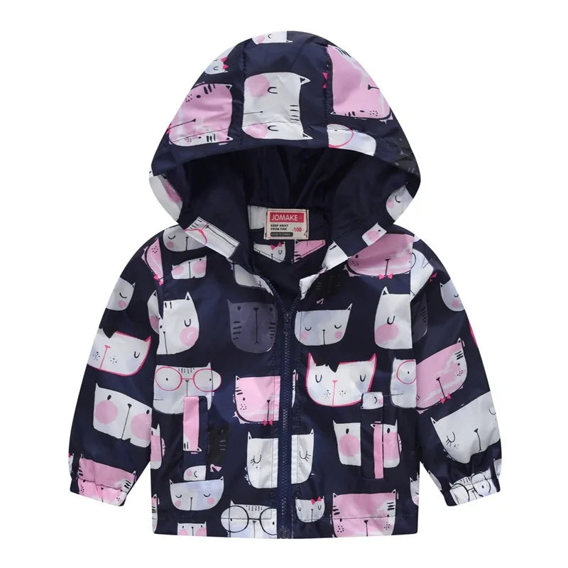 2023 Kids Clothes Boys Jackets Children Hooded Zipper Windbreaker Baby Fashion Print Coat Infant Waterproof Hoodies For Girls