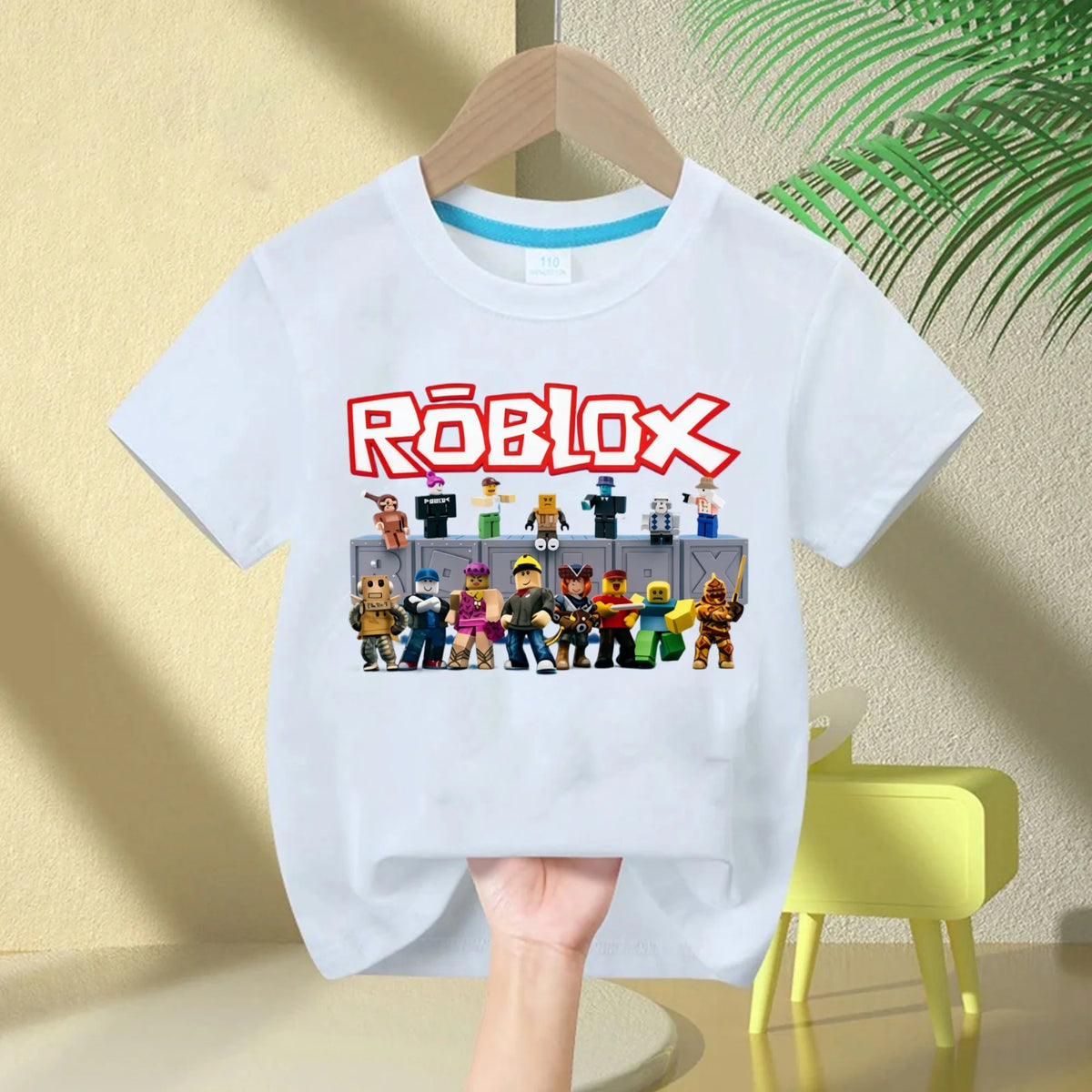 Roblox 2026 Kids' 100% Cotton T-Shirt – Boys' Short-Sleeve Crew Neck T-Shirt with Cartoon Print, Girl Casual and Comfortable Top