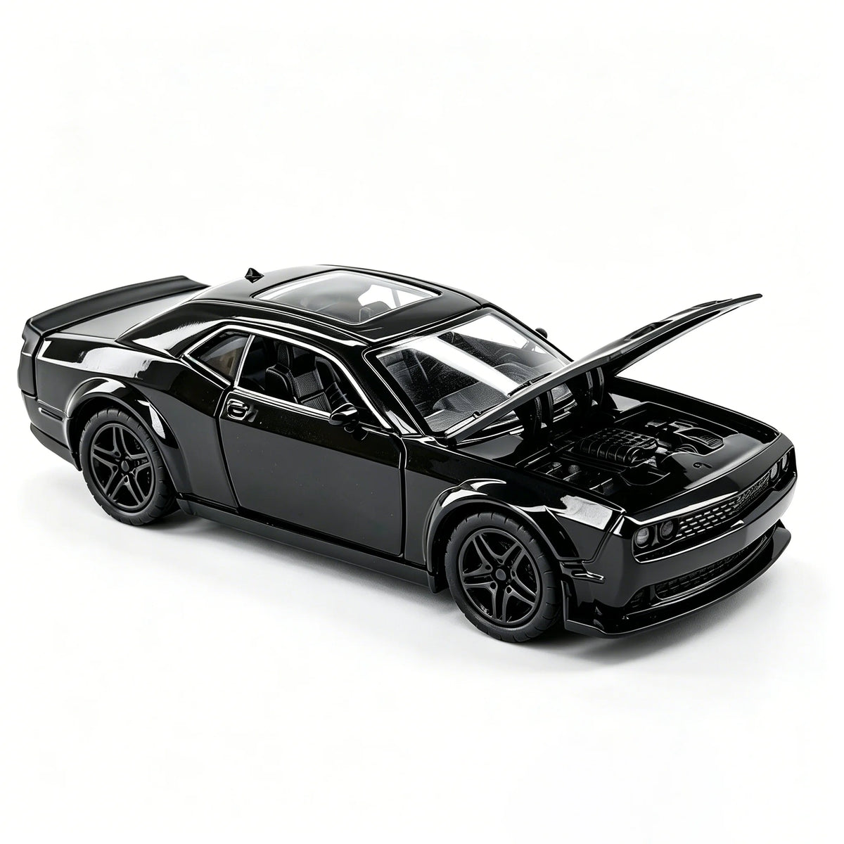 Children’s alloy spring-powered car model. Boy-themed, realistic, collectible, racing car/toy.