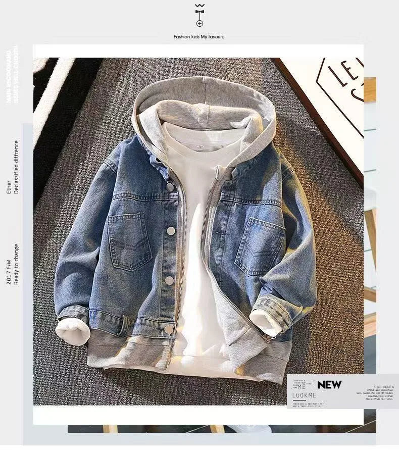 Children's Clothing Boys' Denim Jacket 2025 Spring and Autumn New Style Children's Denim Jacket Trend 110-170CM