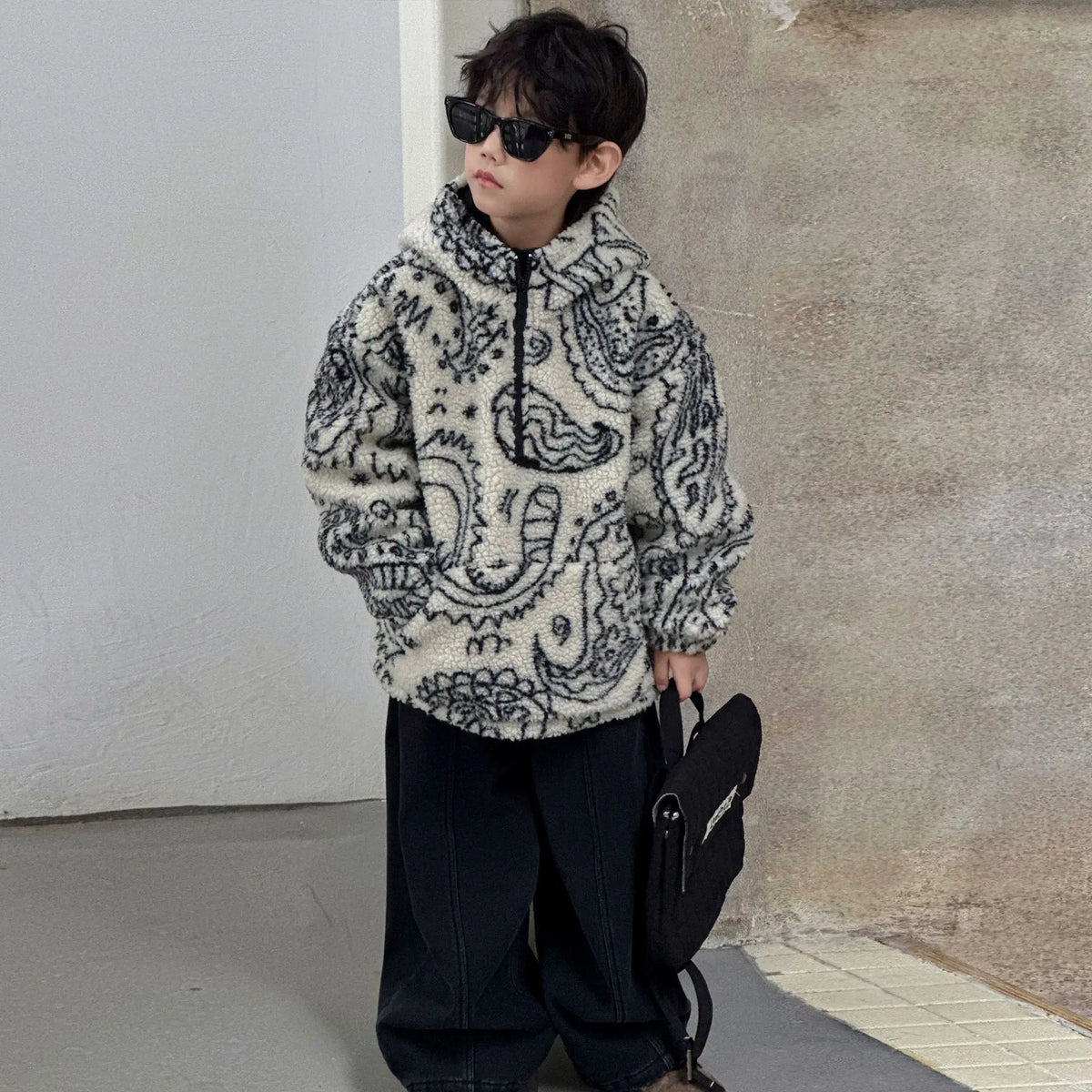 Children Clothing Boys Jacket 2025 Winter New Fashionable Korean Style Thickened Loose Warm Kids Simple Woolen Jacket