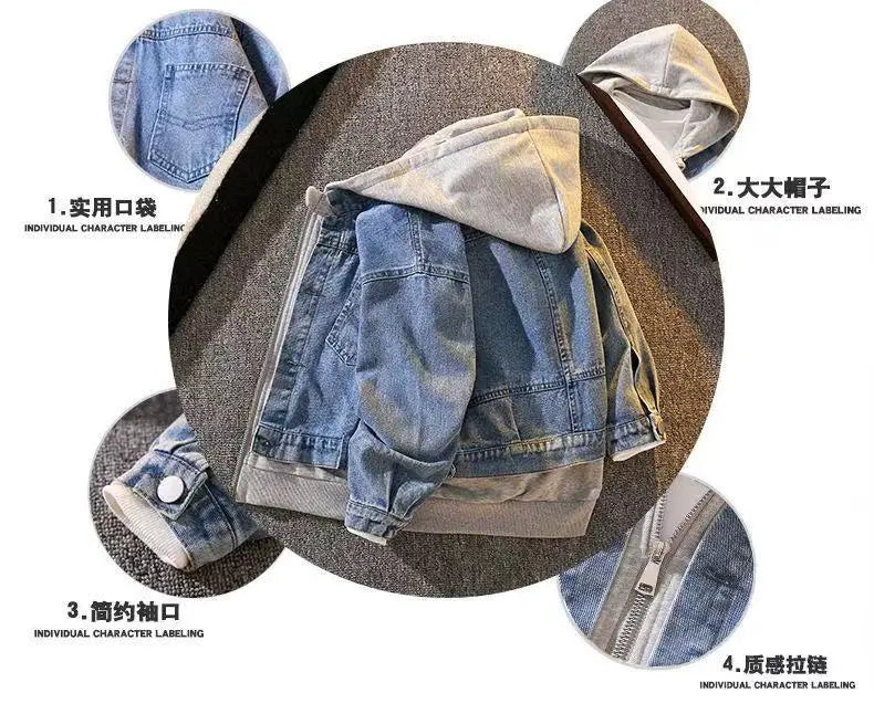 Children's Clothing Boys' Denim Jacket 2025 Spring and Autumn New Style Children's Denim Jacket Trend 110-170CM