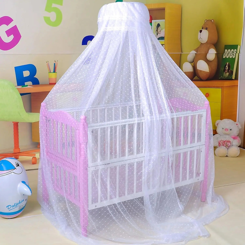 New Bed Canopy, Adjustable Height Baby Bed Canopy with Encrypted Mesh Breathable Skin-Friendly Curtains for Baby Toddler Bedroom