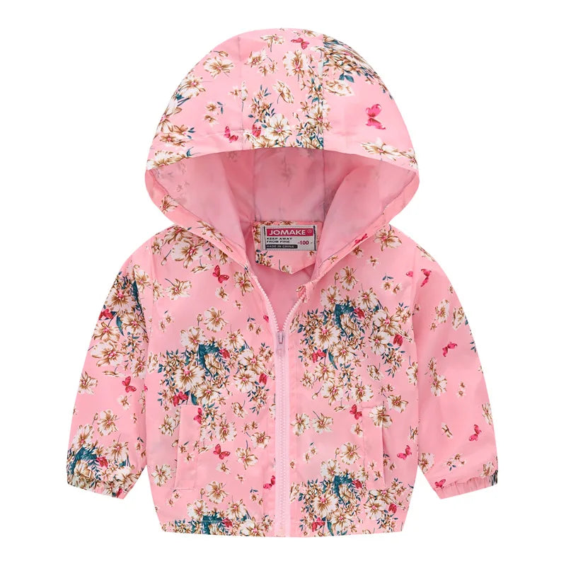 2023 Kids Clothes Boys Jackets Children Hooded Zipper Windbreaker Baby Fashion Print Coat Infant Waterproof Hoodies For Girls