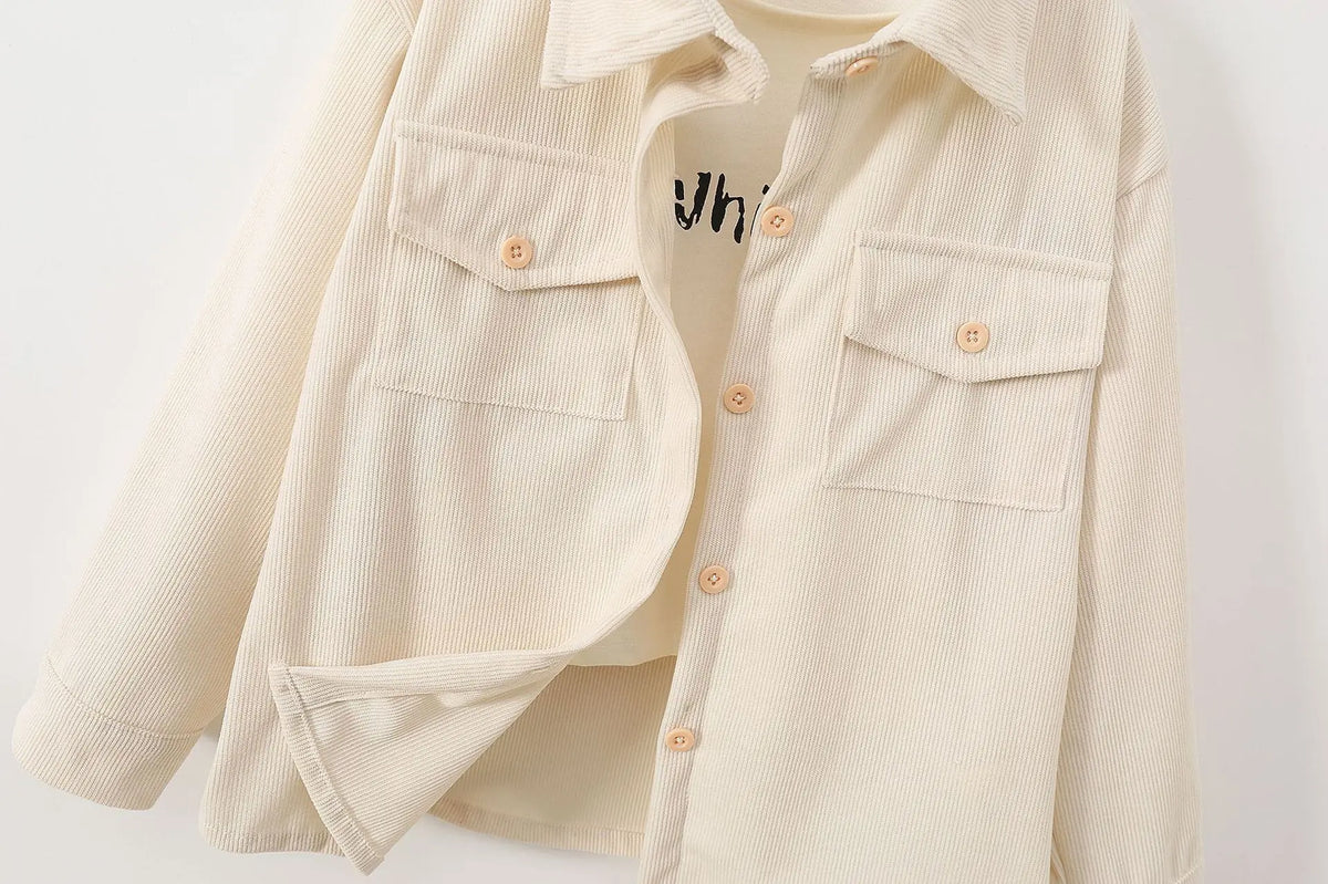 kids jacket 2026 autumn girls boys cute shirt tops Corduroy outwear clothing