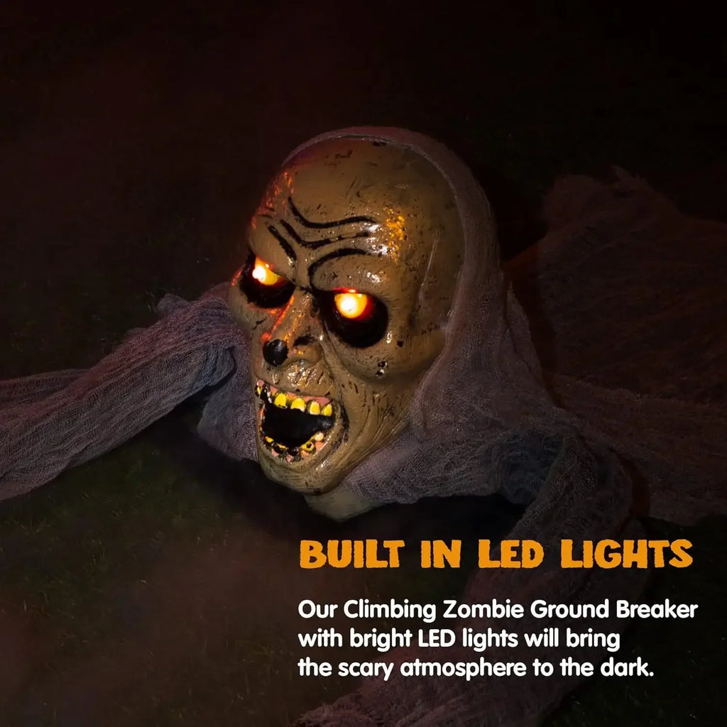 Groundbreaker Zombie with Sound and Flashing Eyes Halloween Decor for Halloween Yard Garden Outdoor Indoor Decorations, Photobooth Props