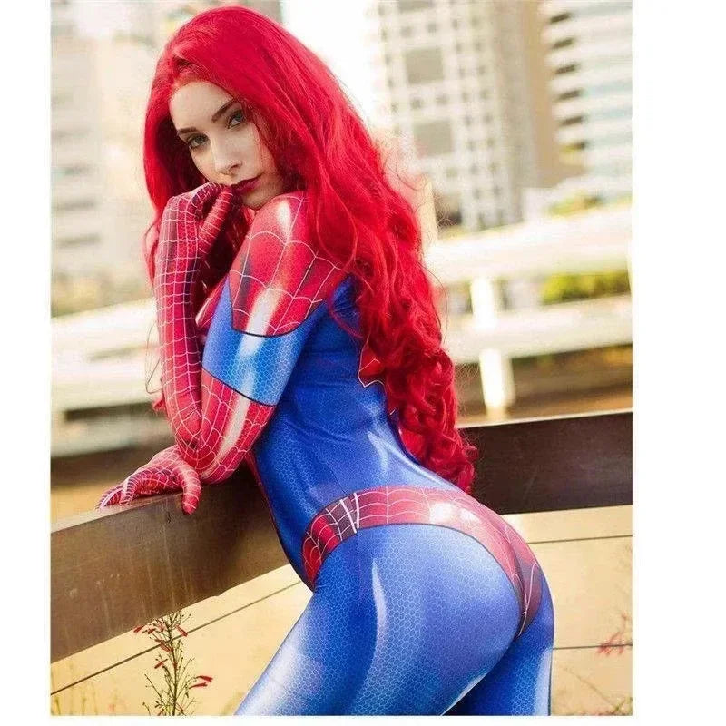 Halloween Superhero Cosplay Costume Spider-Woman Black Cat 3D Printed Tight Jumpsuit Bodysuit Adult Party Outfit Xmas Gift