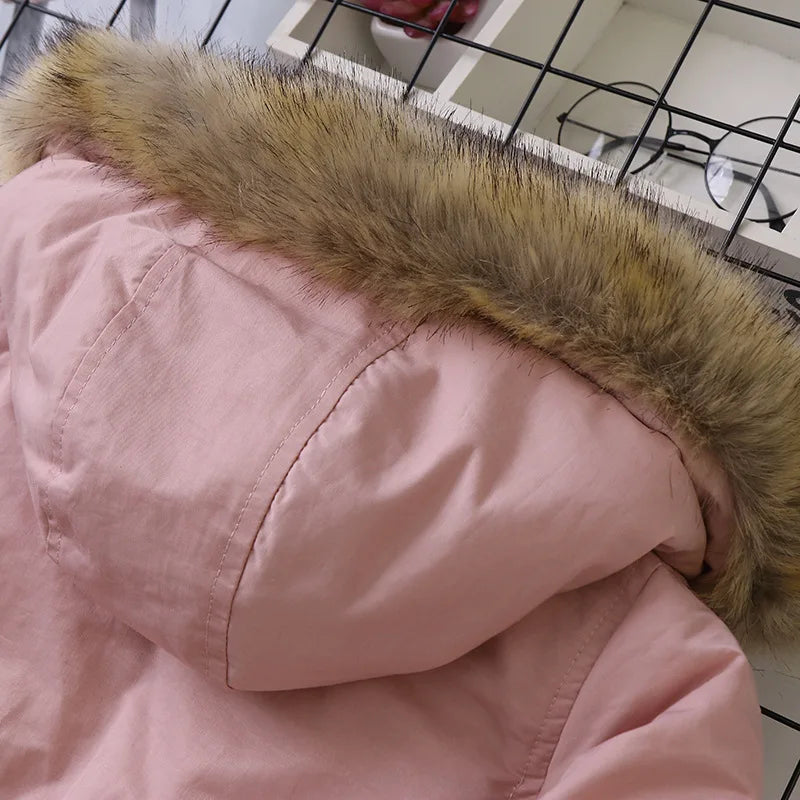 2025 Autumn Winter Children Boy Jacket Outerwear Coat Hooded Plus Velvet Thicken Warm Jacket For Girl 4-14 Year Kids Girl Parka