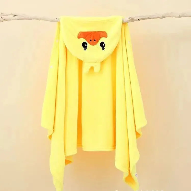 Cartoon Duck Baby Bath Towel Hooded Beach Towel Newborn Boys Girls Coral Fleece Bath Towel for Infants and Toddlers