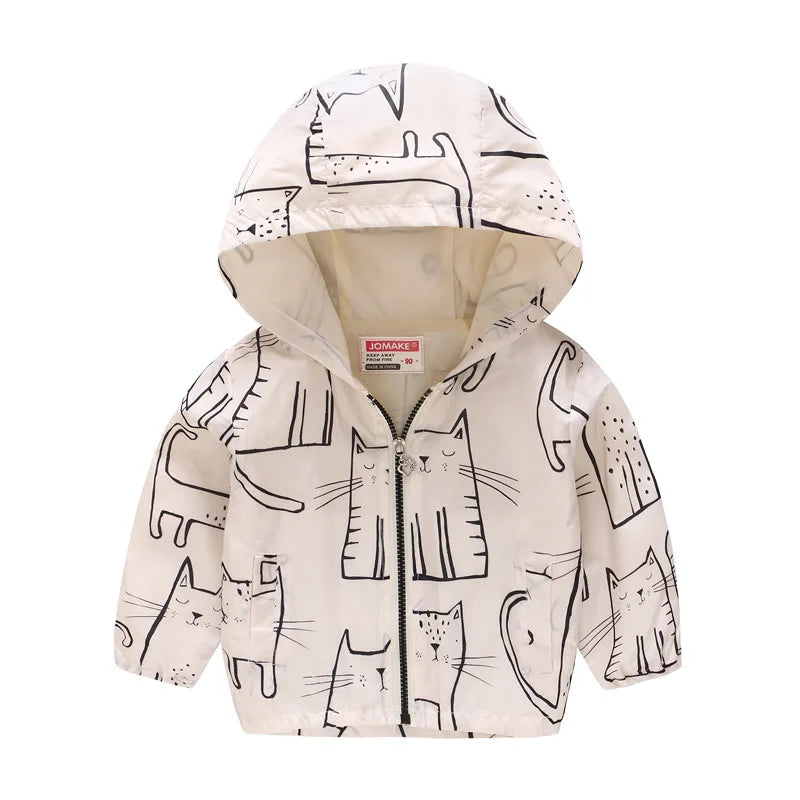 2023 Kids Clothes Boys Jackets Children Hooded Zipper Windbreaker Baby Fashion Print Coat Infant Waterproof Hoodies For Girls